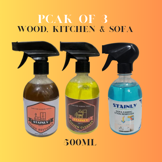 Pack of 3 - Sofa, Wood & Kitchen Cleaner - Rating 4.8/5.0 ⭐⭐⭐⭐⭐ Free Delivery 🚚